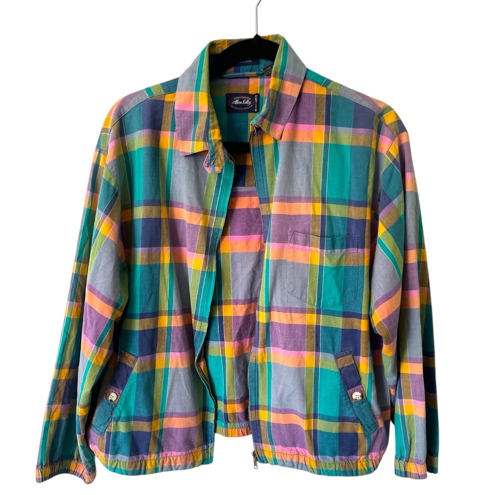 Allen Solly Vintage Madras Plaid Jacket, Petite L - Picture 12 of 12